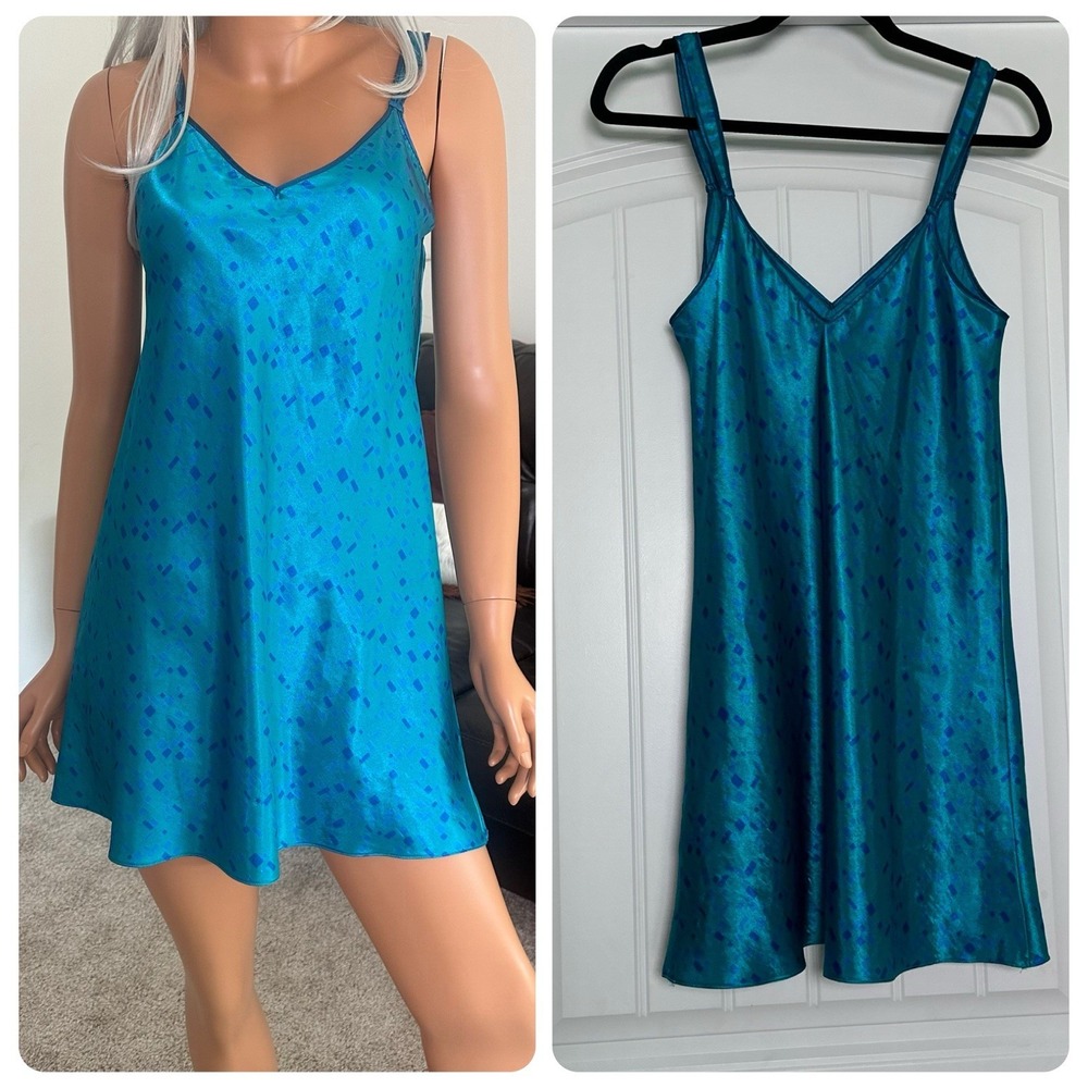 Vtg 90s Y2K Nightgown Oscar De La Renta Silky Slip Mini Dress Coquette Romantic